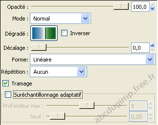 dialogue de l'outil dégradé